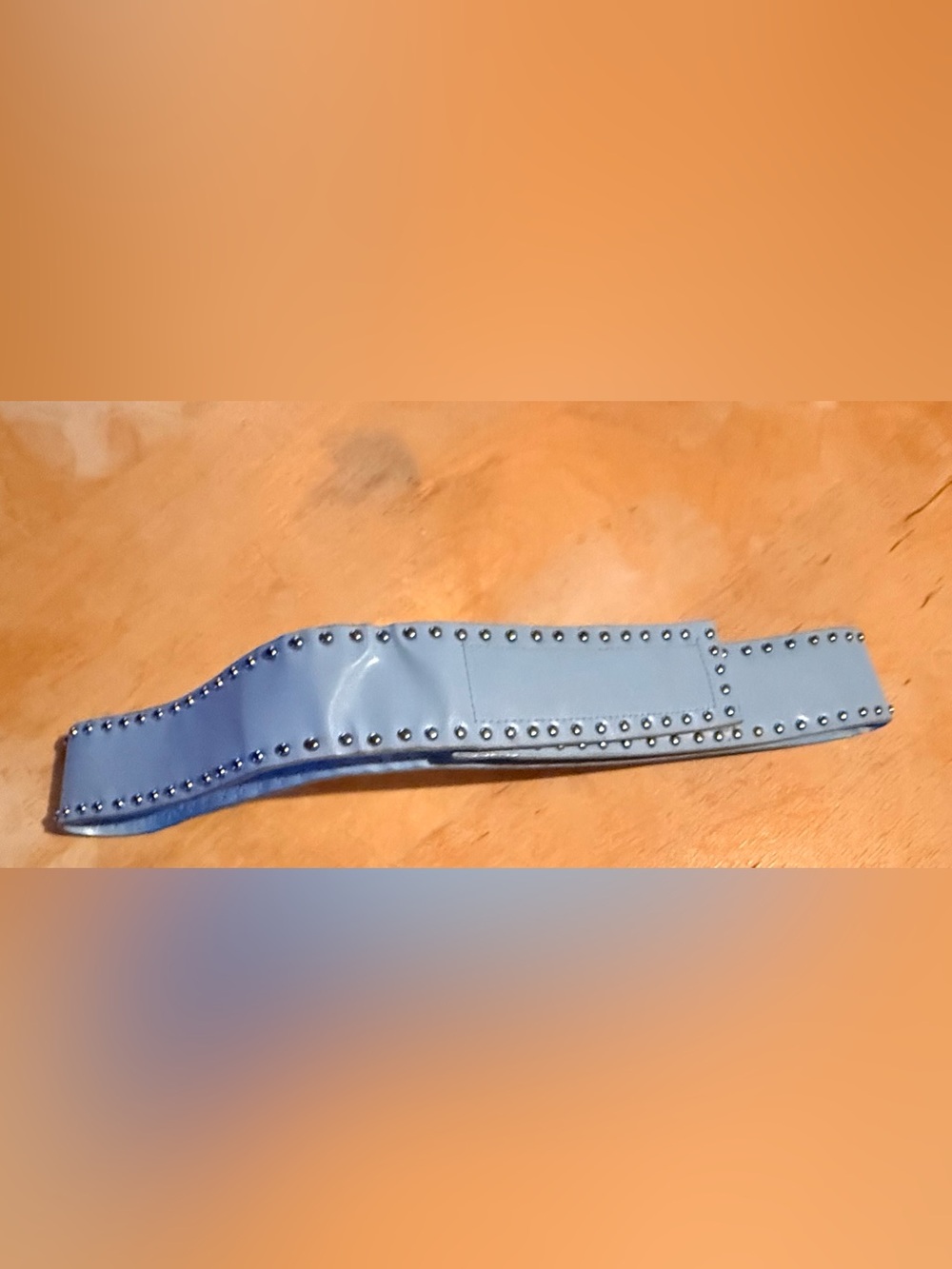 Y2K Studded Light Blue Patent Leather Women’s Belt